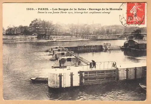 CPA Paris, Les Berges de la Seine, Barrage de la Monnaie, gel. 1910