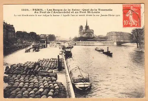 CPA Paris, Les Berges de la Seine, Quai de la Tournelle, gel.