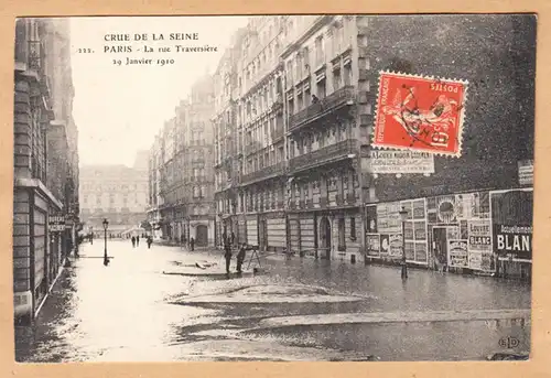 CPA Paris, Crue de la Seine, La rue Traversiere, gel.