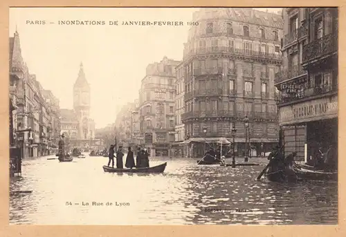 CPA Paris, Inonde, La Rue de Lyon, ohn.