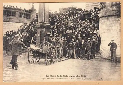 CPA Paris, Inonde, Quai de Passy - On transborde le Monde sur des Charettes, ungel.