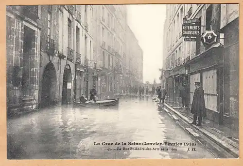 CPA Paris, Crue de la Seine, La Rue Saint Andre des Arts, ungel.