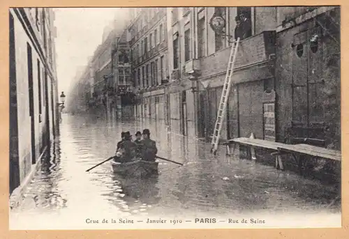 CPA Paris, Crue de la Seine, Rue de Seine, ungel.