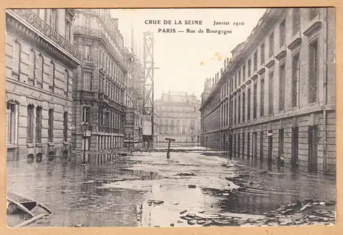 CPA Paris,Crue de la Seine, Rue de Bourgogne, ungel.