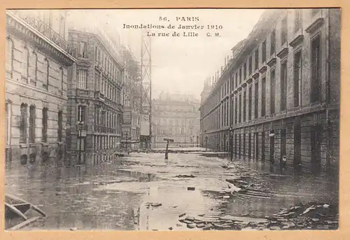 CPA Paris Inondations Rue de la Lille, non circulé