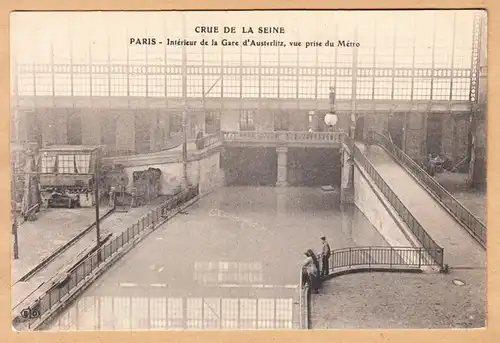 CPA Paris, Crue de la Seine, Intérieur de La Gare d'Austerlitz, Vue prisse du Metro, unmil.
