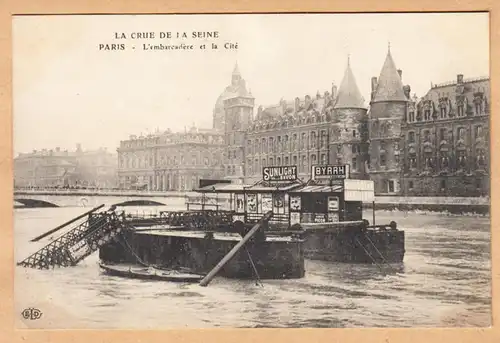 CPA Paris, La Crue de la Seine, L'embracadere et la Cite, ohnl.