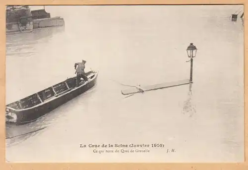 CPA La Crue de la Seine, Ce qui reste du Quai de Grenelle, gel. 1911