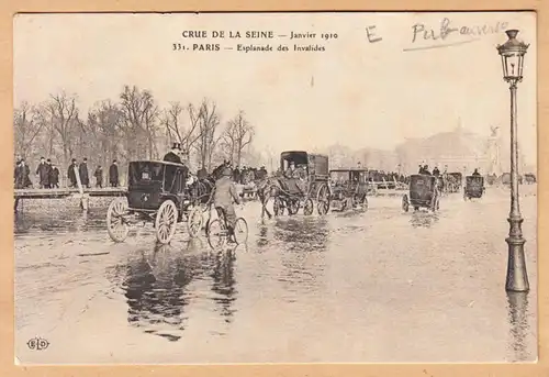 CPA Paris, Crue de la Seine, Esplanade des Invalides, ungel.