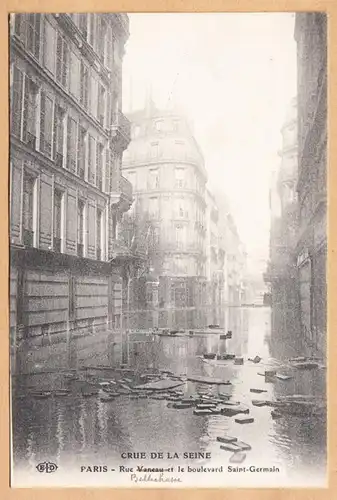 Paris Crue de la Seine Rue Vaneau le boulevard Saint-Germain, ungel.