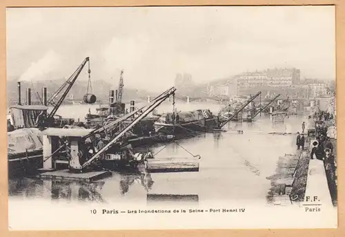 CPA Paris, Les Inondations de la Seine-Port Henri IV, ohn.
