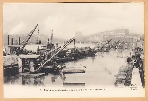 CPA Paris, Les Inondations de la Seine- Port Henri IV, ungel.