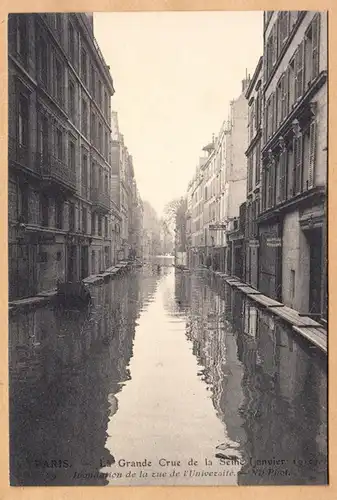 CPA Paris, La Grande Crue de la Seine, Inondation de La rue l'Universite, ohne.