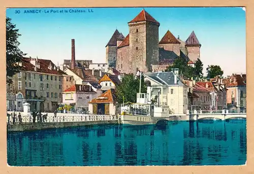 CPA Annecy, Le Port et le Chateau, ungel.