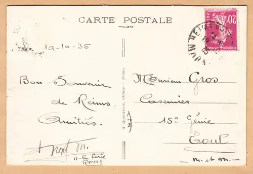 CPA Reims, Rue Libergier- Place du Parvis, gel. 1935