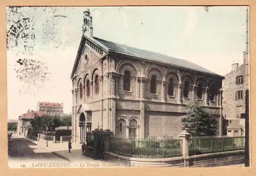 CPA Saint Etienne, Le Temple Protestant, gel.1907