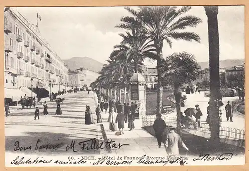 CPA Nice, Hotel de France, Avenue Massena, gel.1904