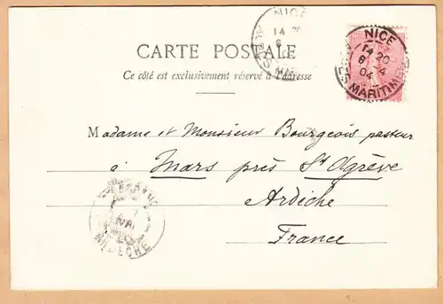 CPA Nice, Hotel de France, Avenue Massena, gel.1904