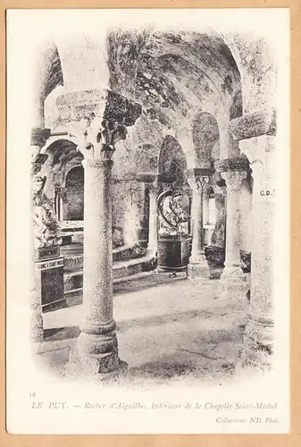 CPA Le Puy en Velay, Rocher d'Aiguilhe, Interieur de la Chapelle Saint-Michel, ungel.