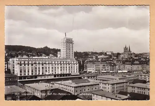CPA Lausanne,La Tour Bel-Air-Metropole et la Cathedrale, gel. 1934