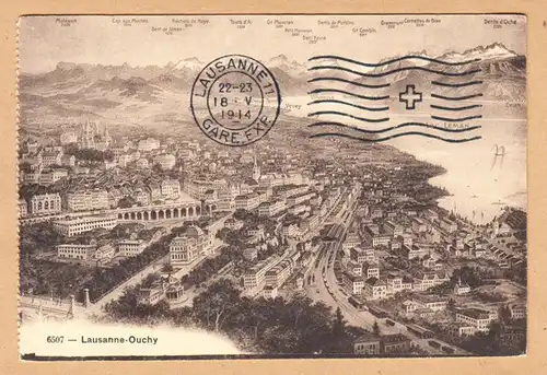 CPA Lausanne-Ouchy, vue panoramique, gel. 1914