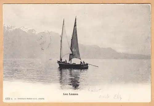 CPA Genève, Lac Leman, voilier, gel. 1905