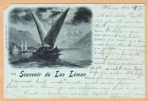 CPA Souvenir du Lac Leman, gel. 1900