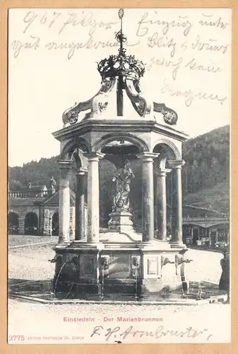 AK Einsiedeln, Der Marienbrunnen, gel. 1904
