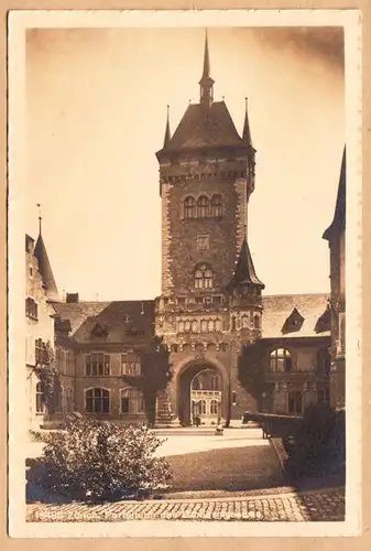 AK Zürich, Portalturm des Landesmuseums, gel. 1916