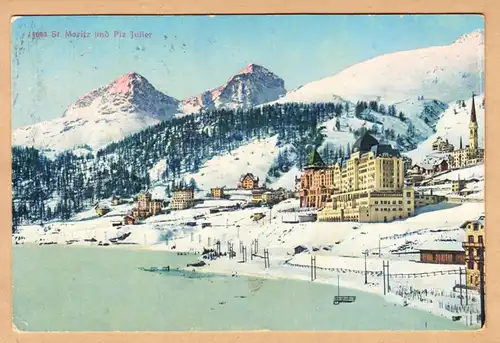 AK St.Moritz und Piz Julier, gel.