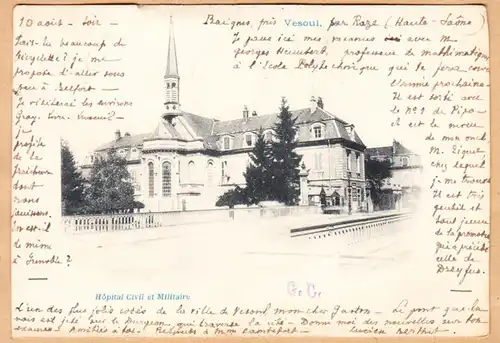 CPA Vesoul, Hospital Civil et militaire, engl. 1899