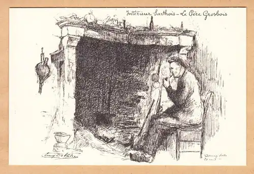 CPA Intérieur Sarthois- Le père Grosbois, ungel.