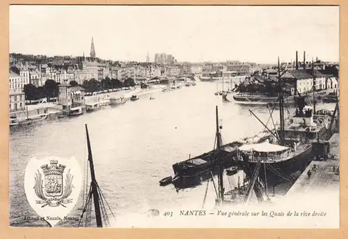 CPA Nantes, Vue generale sur les Quais de la rive droite, ungel.