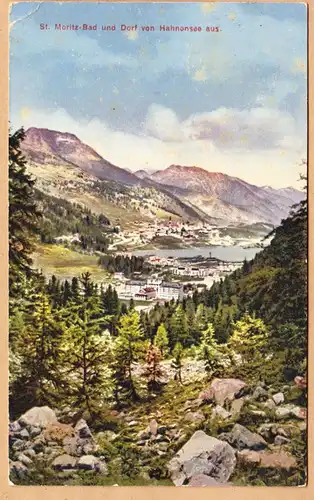AK St. Moritz, Bad und Dorf von Hahnensee aus, gel. 1911