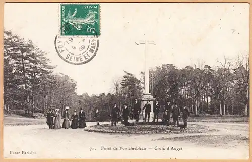 CPA Foret de Fontainebleau, Croix d'Augas, gel. 1909