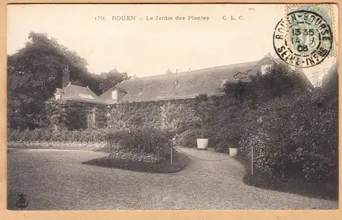CPA Rouen, Le Jardin des Plantes, gel. 1908