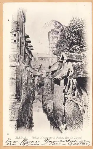 CPA Elbeuf, Vieilles Maisons sur le Puchot, rue du Glayeul, gel. 1906