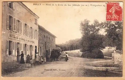 CPA Bully, Hotel de la Croix du Lac, gel.