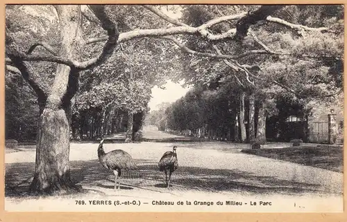 CPA Yerres, Chateau de la Grange du Milieu, Le parc, ungel.