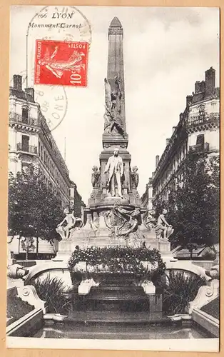 CPA Lyon Monument Carnot, gel. 1909