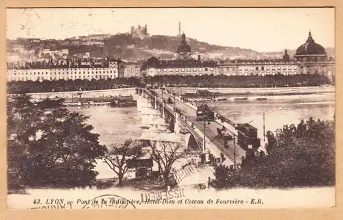 CPA Lyon, Pont de la Guillotiere et l'Hotel Dieu, gel. 1926