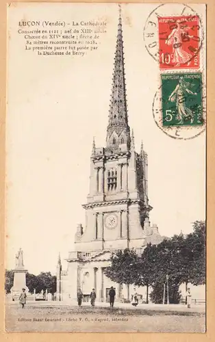 CPA Lucon, La Cathédrale, gel. 1917