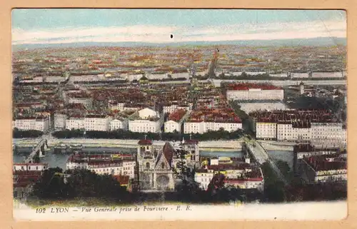 CPA Lyon, Vue générale prise de Fourvière, engl. 1914
