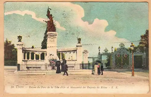 CPA Lyon, Entree du Parc de la Tete d'Or , gel. 1914