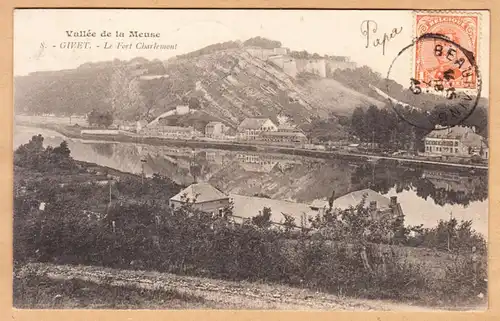 CPA Givet, Le Fort Charlemont, gel.