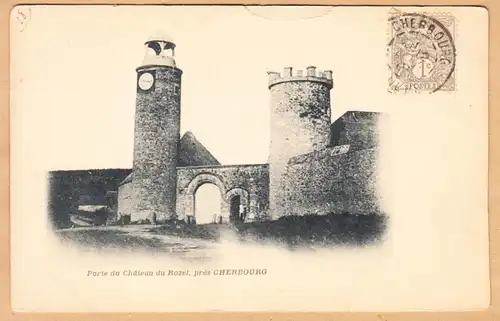 CPA Cherbourg, Porte du Château de Rozel, gel.