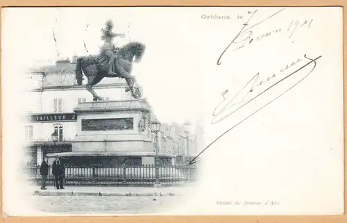 CPA Orleans, Statue de Jeanne d'Arc, gel. 1901