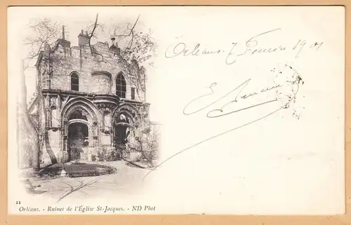 CPA Orleans, Ruines de l'Eglise Saint-Jacques, gel. 1901