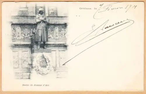 CPA Orleans, Statue Jeanne d'Arc, gel. 1901