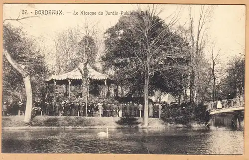 CPA Bordeaux, Le Kiosque du Jardin-Public, gel. 1908